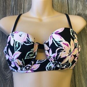 Xhilaration Black Floral Pattern Push Up Bikini